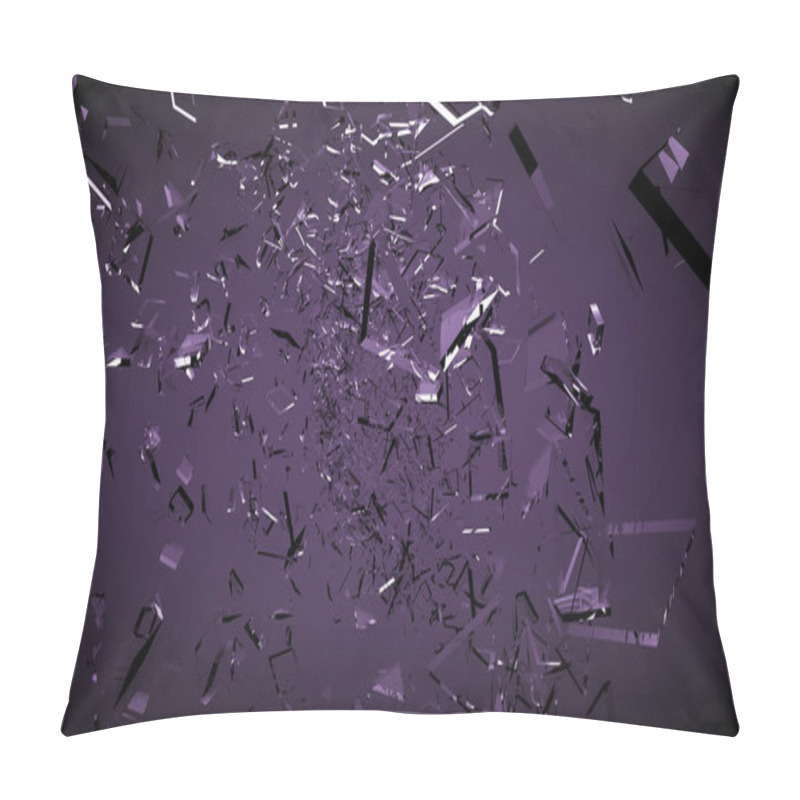 Personality  Beautiful fragments of glass splinters black background. 3d illu pillow covers