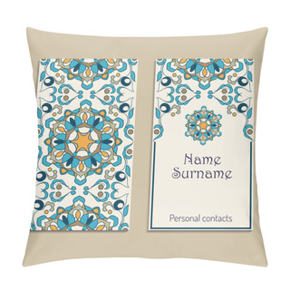 Personality  Set Of Vector Business Card Templates. Portuguese, Moroccan, Azulejo, Arabic, Asian Ornaments Pillow Covers