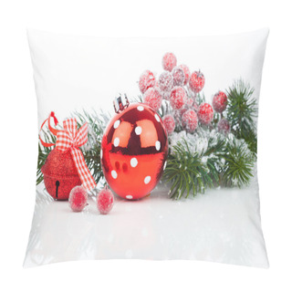Personality  Christmas Balls And Fir Branches With Decorations Isolated Over  Pillow Covers