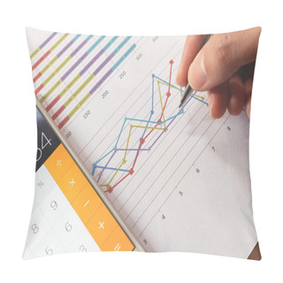 Personality  Businessman Holding Pen And Think With Cost With Calculator In S Pillow Covers