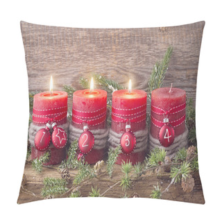 Personality  Four Red Christmas Candle Pillow Covers