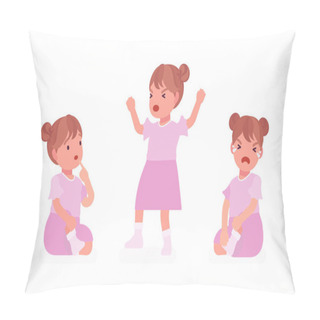 Personality  Toddler Child, Little Girl Expressing Different Emotions Pillow Covers