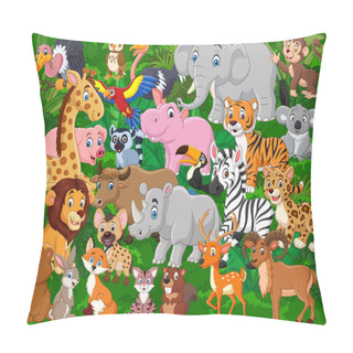 Personality  Vector Illustration Of Cartoon Wild Animals Collection Set Pillow Covers