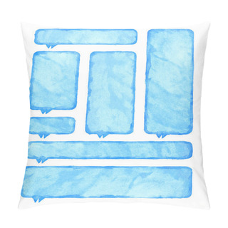 Personality  Blue Watercolor Blank Rounded Rectangle Shape Speech Bubble Pillow Covers