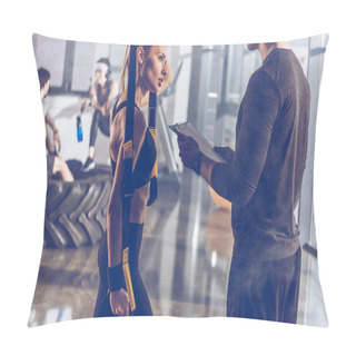 Personality  Sportive Woman With Trx Equipment Pillow Covers