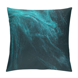 Personality  Magic Artistic Texture With Turquoise Paint On Black  Pillow Covers