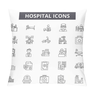 Personality  Hospital Line Icons, Signs, Vector Set, Linear Concept, Outline Illustration Pillow Covers