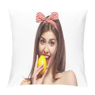 Personality  Beautiful Girl With Fruits Pillow Covers