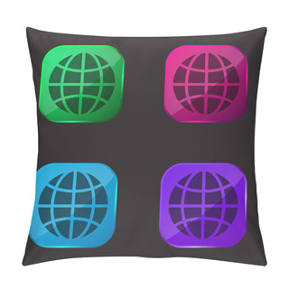 Personality  Black Earth Circle With Thin Grid Four Color Glass Button Icon Pillow Covers
