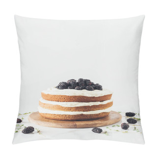 Personality  Freshly Baked Blackberry Cake On Wooden Cutting Board On White Pillow Covers
