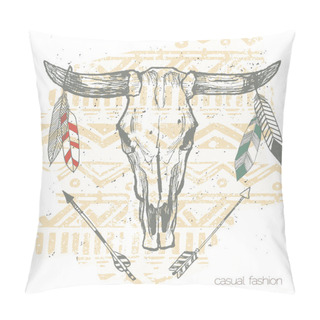 Personality  Bull Skull Print Pillow Covers