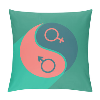 Personality  Flat With Shadow Icon And Mobile Application Equality Of The Sexes Pillow Covers