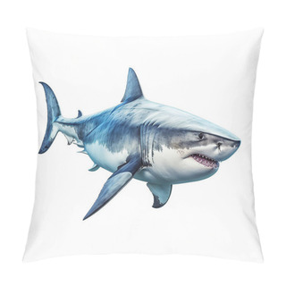 Personality  Awesome Great White Shark Isolated On White Background Pillow Covers