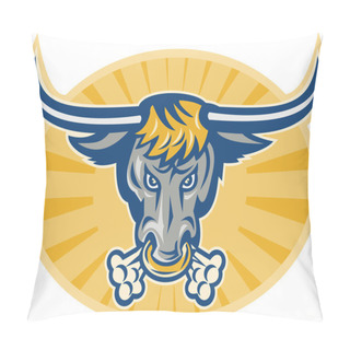 Personality  Angry Texas Longhorn Bull Head Front Pillow Covers