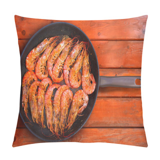 Personality  Grilled Shrimp Seafood In Round Pan Pillow Covers