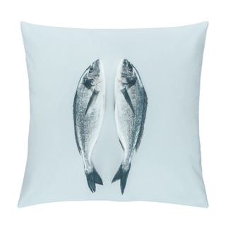 Personality  Close-up View Of Raw Fresh Healthy Dorado Fish Isolated On Grey   Pillow Covers