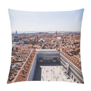 Personality  High Angle View Of Piazza San Marco And Ancient Buildings In Venice, Italy  Pillow Covers