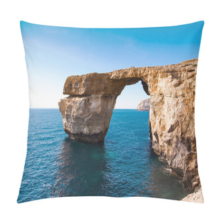 Personality  Azure Window, Famous Stone Arch Of Gozo Island In The Sun In Summer, Malta Pillow Covers