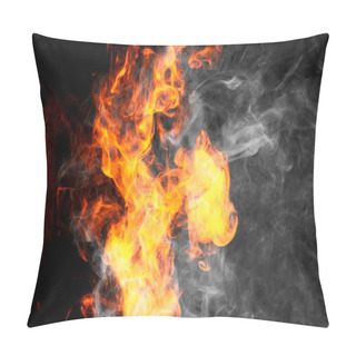Personality  Thick Fiary Smoke On A Black Isolated Background. Fire Flames Background.   Pillow Covers