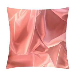 Personality  Close Up View Of Elegant Pink Silky Fabric As Background Pillow Covers