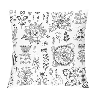 Personality  Vector Illustration Made Of Flowers And Herbs Pillow Covers