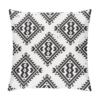 Personality  Vector Grunge Monochrome Seamless Decorative Ethnic Pattern. American Indian Motifs. Background With Aztec Tribal Ornament. Boho Style. Pillow Covers