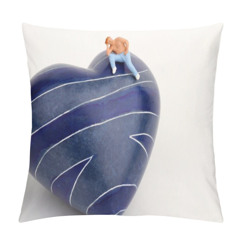 Personality  Miniature Of A Lonely Man Sitting On The Top Of An Heart-shaped Stone Pillow Covers
