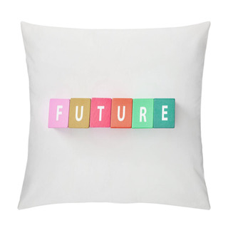 Personality  Top View Of Future Made Of Multicolored Cubes On Grey Background Pillow Covers