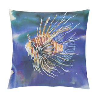 Personality  Watercolor Marine Life Background With Tropical Fish Pillow Covers