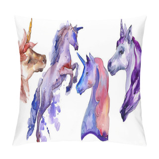 Personality  Cute Unicorn Horse. Isolated Aquarelle Wild Animal For Background, Texture, Wrapper Pattern. Pillow Covers