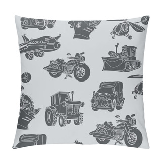 Personality  Motor Vehicle Car Plane Ship Helicopter Seamless Pattern Black   Pillow Covers