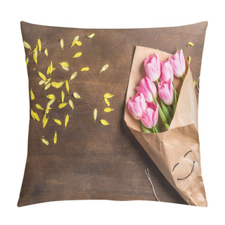 Personality  Pink Tulips Bouquet Pillow Covers