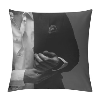 Personality  Male In Black Suit And White Shirt. Pillow Covers