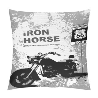 Personality  Grunge Gray Background With Motorcycle I Pillow Covers