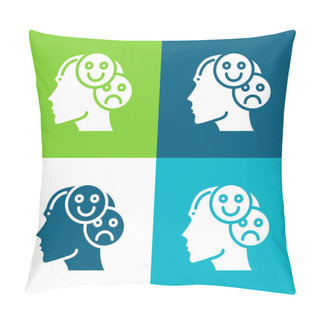 Personality  Bipolar Flat Four Color Minimal Icon Set Pillow Covers