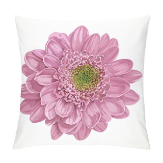 Personality  Pink Chrysanthemum Flower Isolated On White Background Pillow Covers