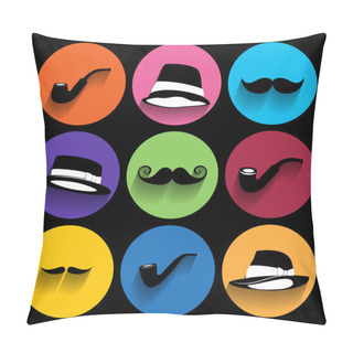 Personality  Trendy Icons With Long Shadow Pillow Covers