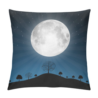 Personality  Vector Full Moon Illustration With Stars And Trees Pillow Covers
