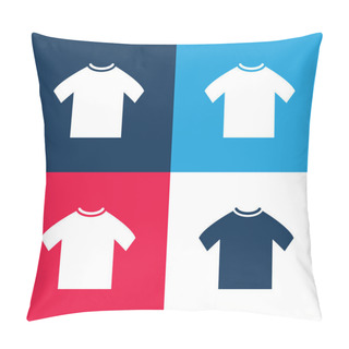 Personality  Black Male T Shirt Blue And Red Four Color Minimal Icon Set Pillow Covers