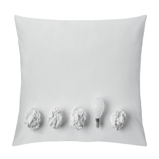 Personality  Top View Of Row Of Crumpled Papers On White Surface Pillow Covers