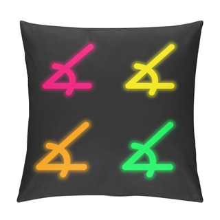 Personality  Angle Of Acute Shape Four Color Glowing Neon Vector Icon Pillow Covers