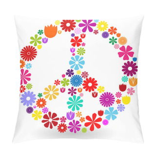 Personality  Peace Sign Made Of Flowers Pillow Covers
