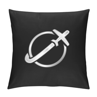Personality  Airplane Travelling Around Earth Silver Plated Metallic Icon Pillow Covers