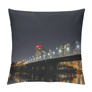 Personality  Cityscape With Illuminated Bridge Above River At Night Pillow Covers