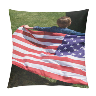 Personality  Boy Running With American Flag Pillow Covers