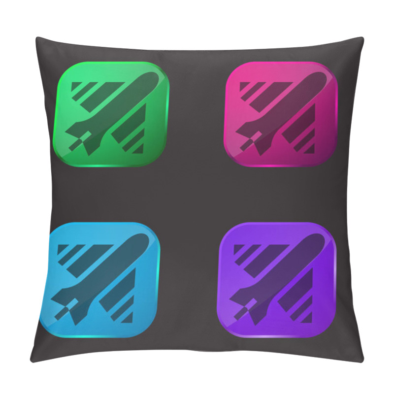 Personality  Airplane Four Color Glass Button Icon Pillow Covers