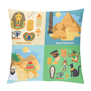 Personality  Egypt Concept Icons Set  Pillow Covers