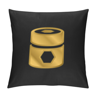 Personality  Barrel With Pentagons Gold Plated Metalic Icon Or Logo Vector Pillow Covers