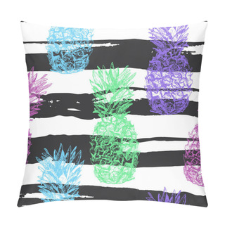 Personality  Seamless Pattern With Pineapple Hand Drawn In Sketch Style, Isol Pillow Covers