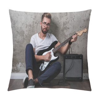 Personality  Stylish Guy With A Guitar Pillow Covers